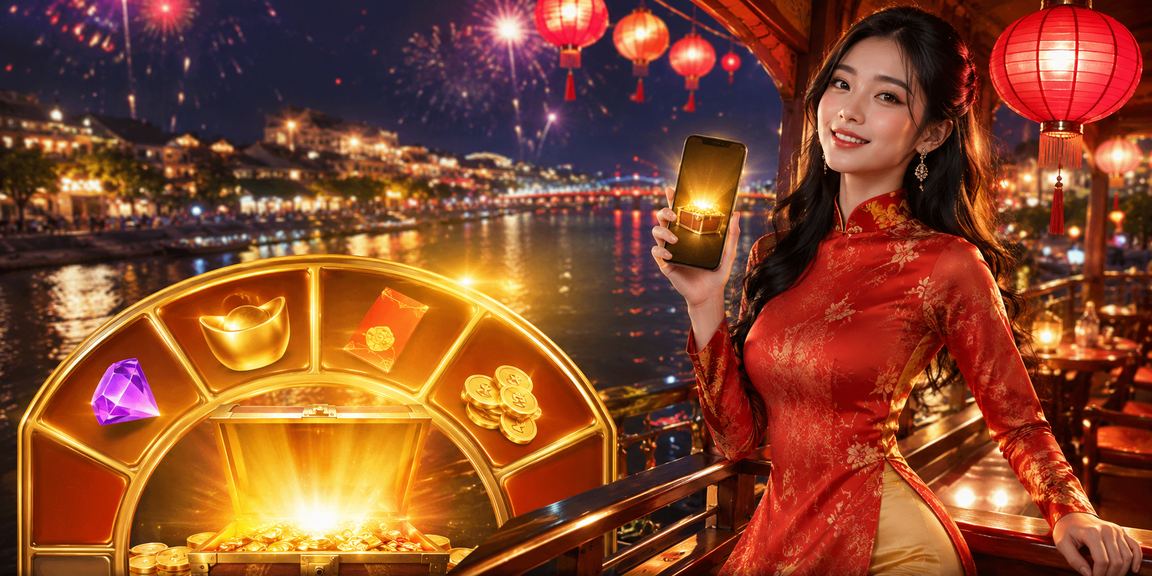 Không gian casino hiện đại tại Việt Nam với ánh đèn lung linh và bàn chơi sôi động